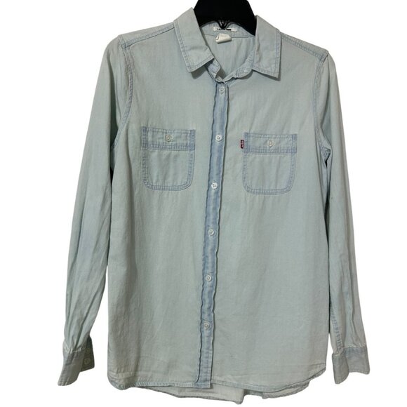 Levis‎ Light Blue Long Sleeve Button-Up Shirt - Women's Size Small - Picture 1 of 8